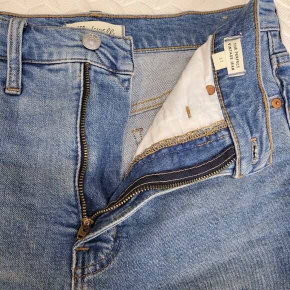 Madewell Jeans Womens 27 Perfect Vintage High Rise Crop Distressed Straight Leg - Picture 7 of 12